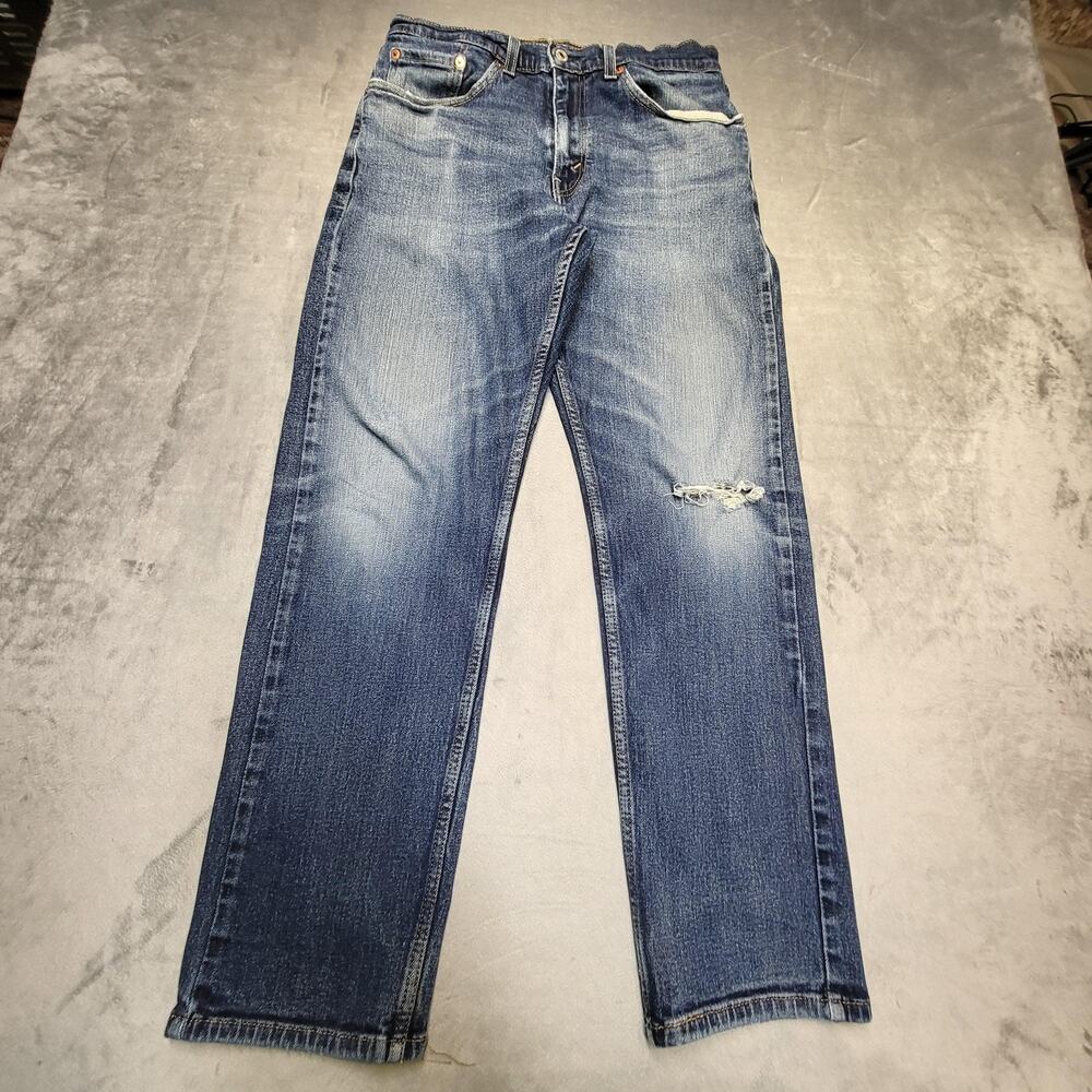 Levis 505 Jeans Mens 31x29 Stretch Straight Distressed Ripped Knee 00505-2712